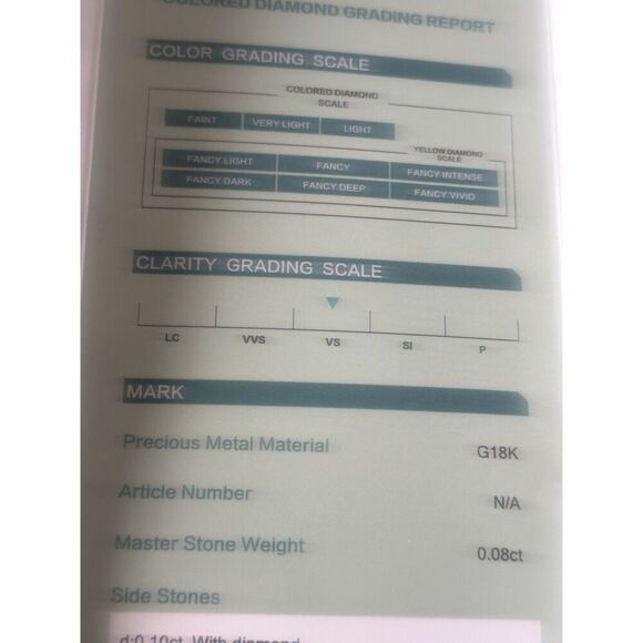 18K Solid White Gold VS Fancy Pink Diamond Ring W/ Certificate Sz 11 - Picture 9 of 9